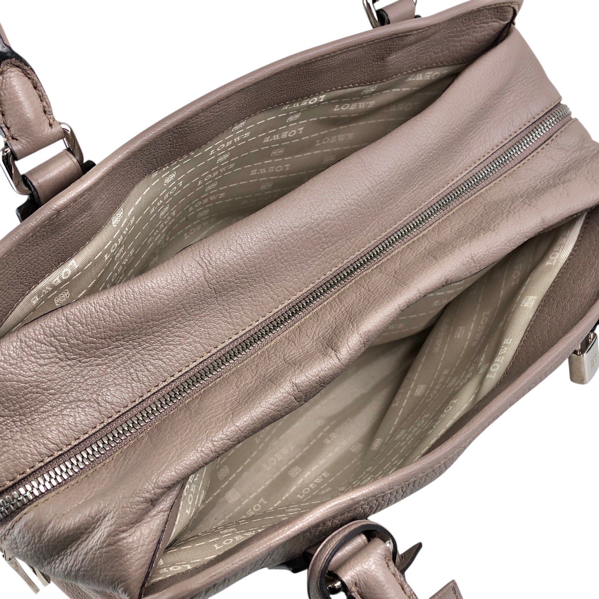 LOEWE ロエベ アマソナ36 ハンドバッグ グレー アナグラム レザー