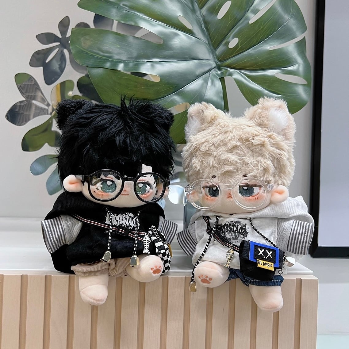 15cmぬい服】ボーダーインナーのカバン付きコーデ 15cm着せ替え