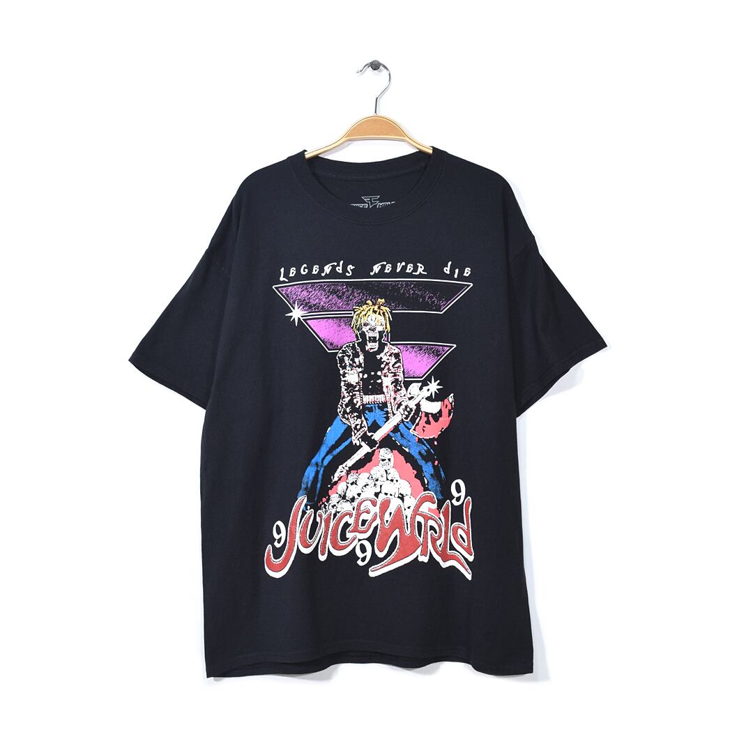 ジュースワールド エモラップ ヒップホップ USA製 Tシャツ ラップTシャツ ブラック 黒色 Juice Wrld メンズXL 古着 @AZ1037