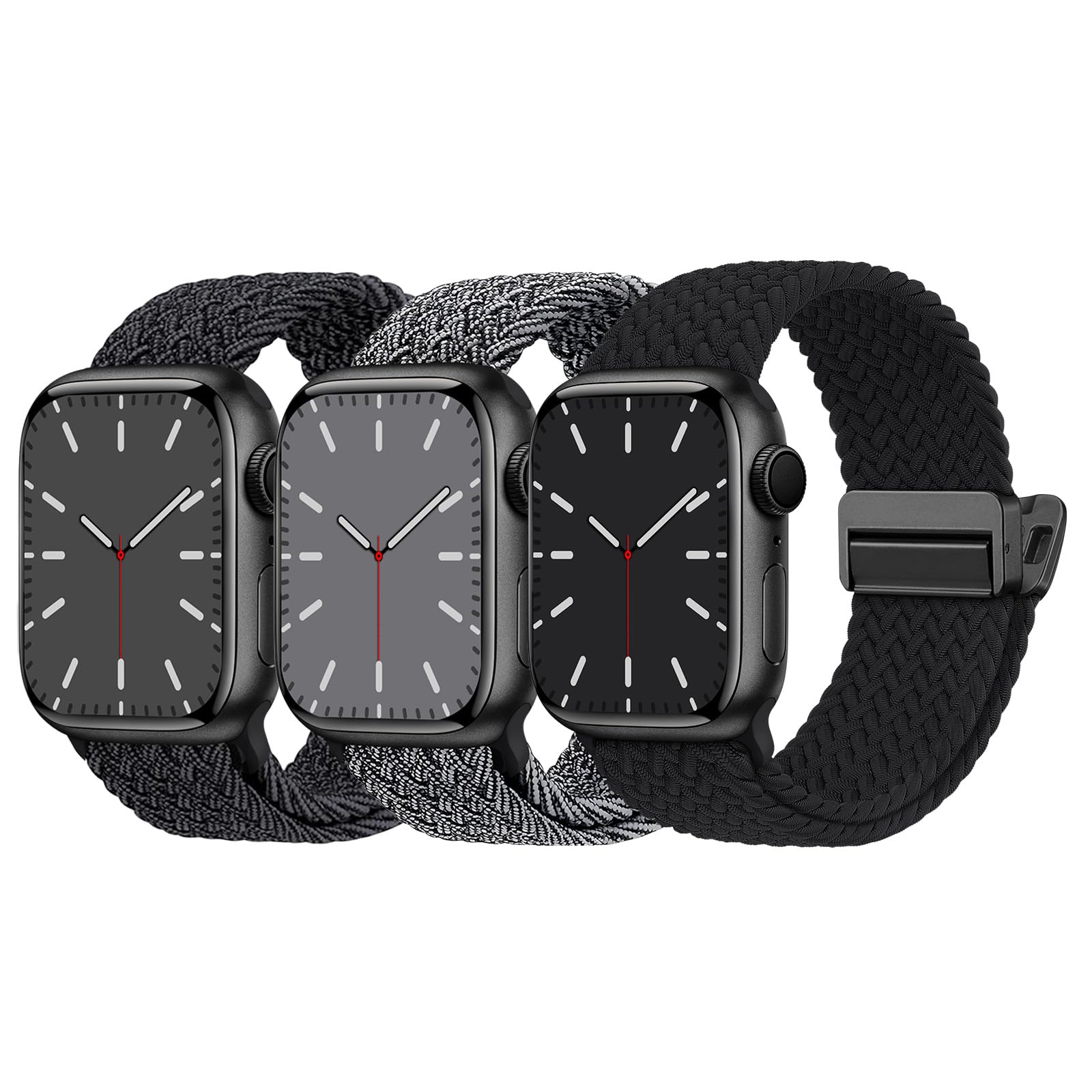 【在庫処分】Missair コンパチブル アップルウォッチ バンド ナイロン 42 41 40 38mm Apple Watch バンド 編み込み ゴム 磁気式バックル マグネット アップルウォッチ スポーツバンド 伸縮性 iWatch Series10 9 8 7 6 5 4 3 2 1 SEに対応 調整可能 柔軟 通気 3枚入り