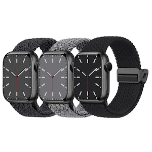 【在庫処分】Missair コンパチブル アップルウォッチ バンド ナイロン 42 41 40 38mm Apple Watch バンド 編み込み ゴム 磁気式バックル マグネット アップルウォッチ スポーツバンド 伸縮性 iWatch Series10 9 8 7 6 5 4 3 2 1 SEに対応 調整可能 柔軟 通気 3枚入り