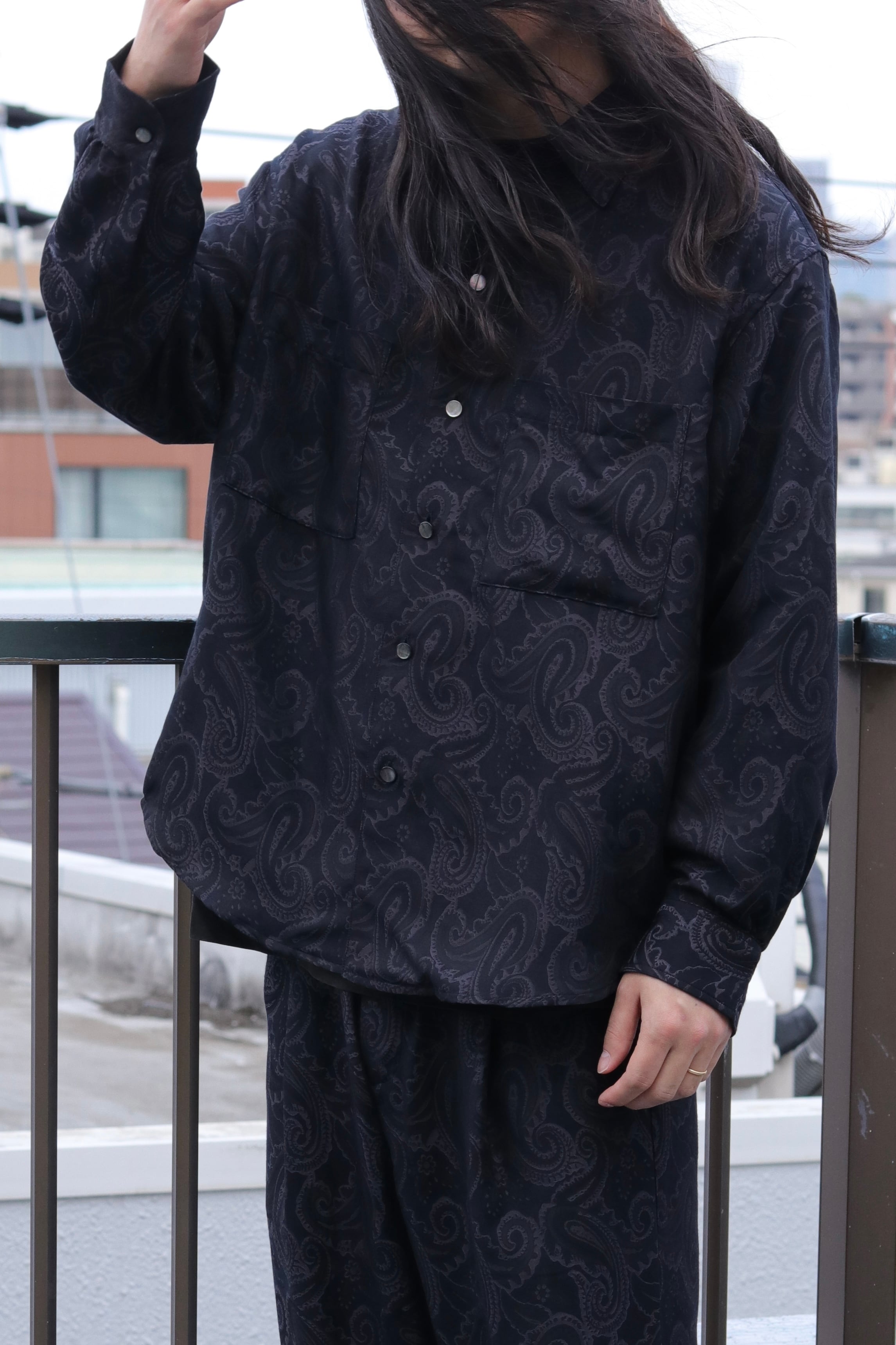サイズM LAST1】superNova. Split yoke big shirt - Paisley jacquard