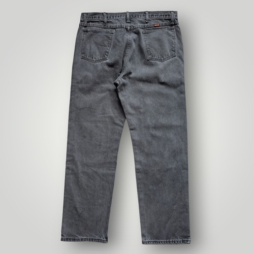 【00s】RUSTLER ブラックジーンズ デニム パンツ メンズ W34相当 フェード 黒 ストレート ラスラー Wrangler コットン VINTAGE 古着