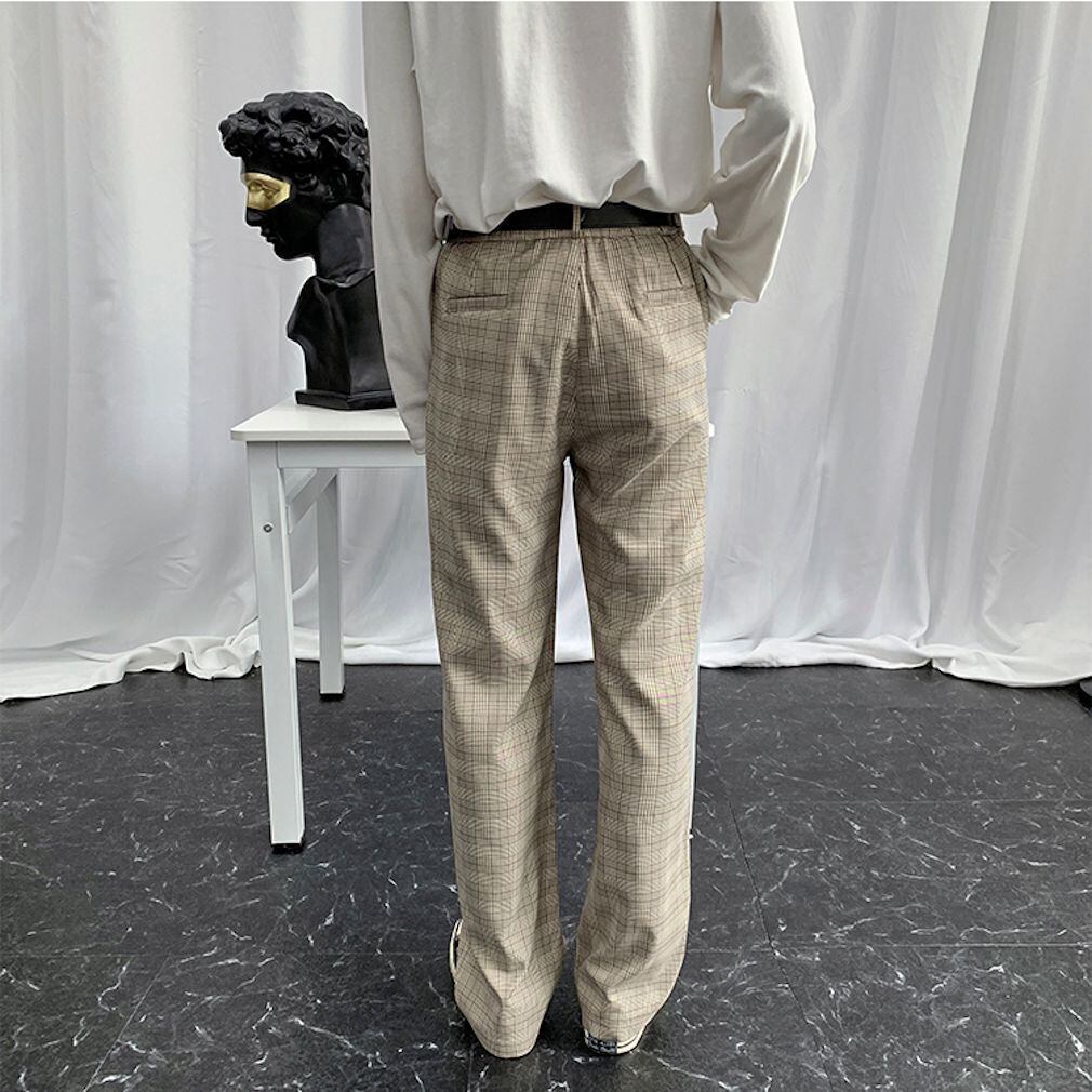 ジャケット パンツ 大人 レトロ ツーピース 上下セット 韓国 韓国メンズファッション】 人気 チェック テーラード ジャケット