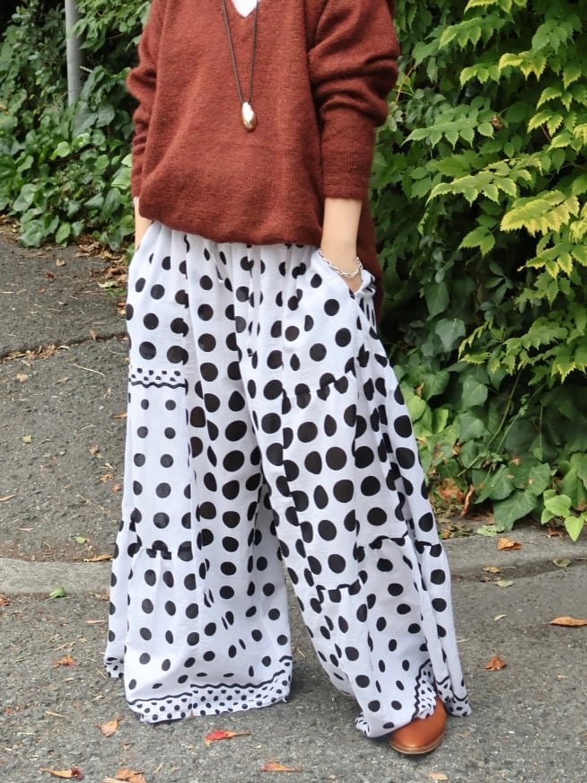 polka dot easy wide pants【1732】