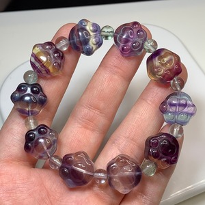 5.カラフル☆グラデーション肉球フローライト・ブレスレット