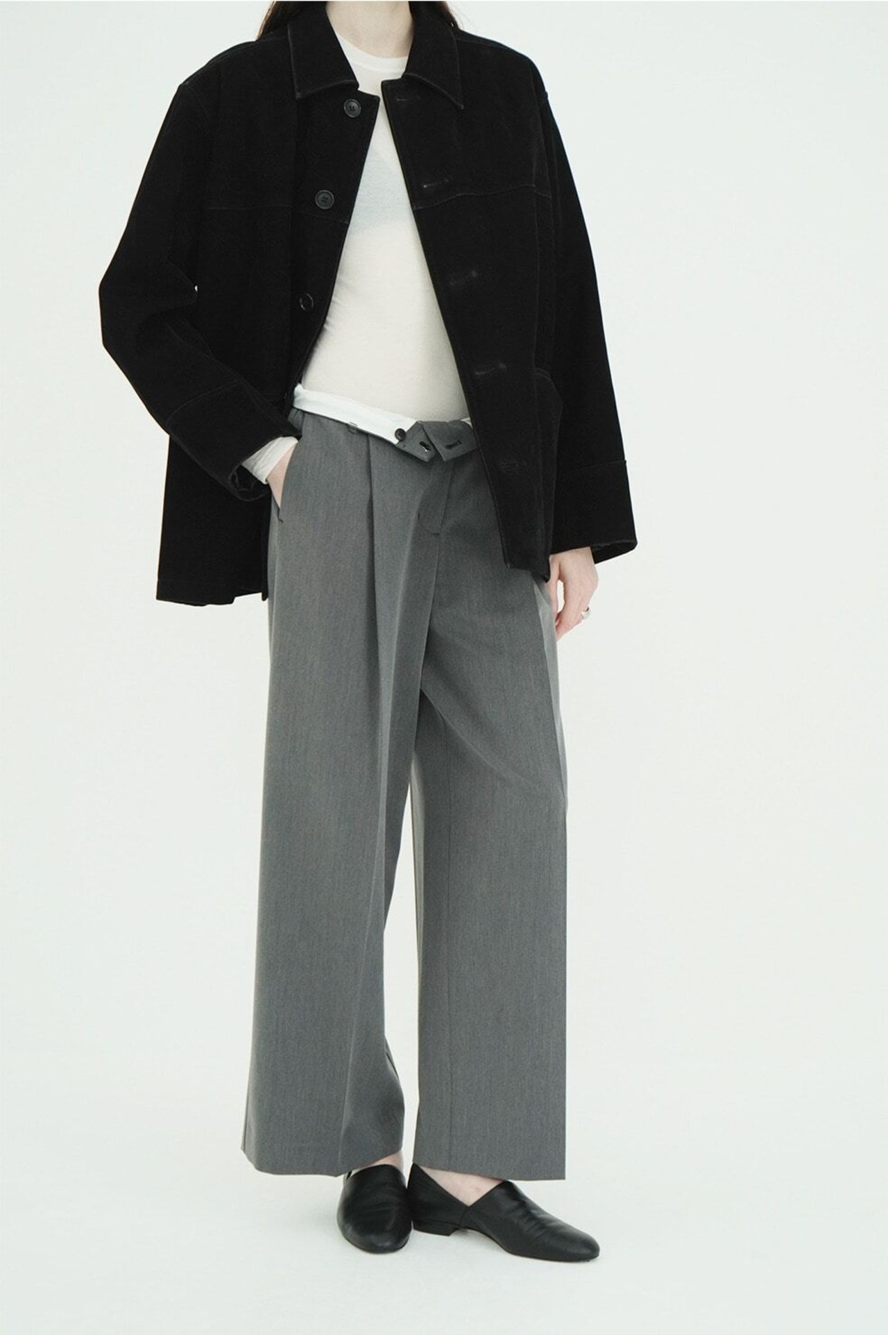 CLANE LOW WAIST TUCKED LOOSE SLACKS