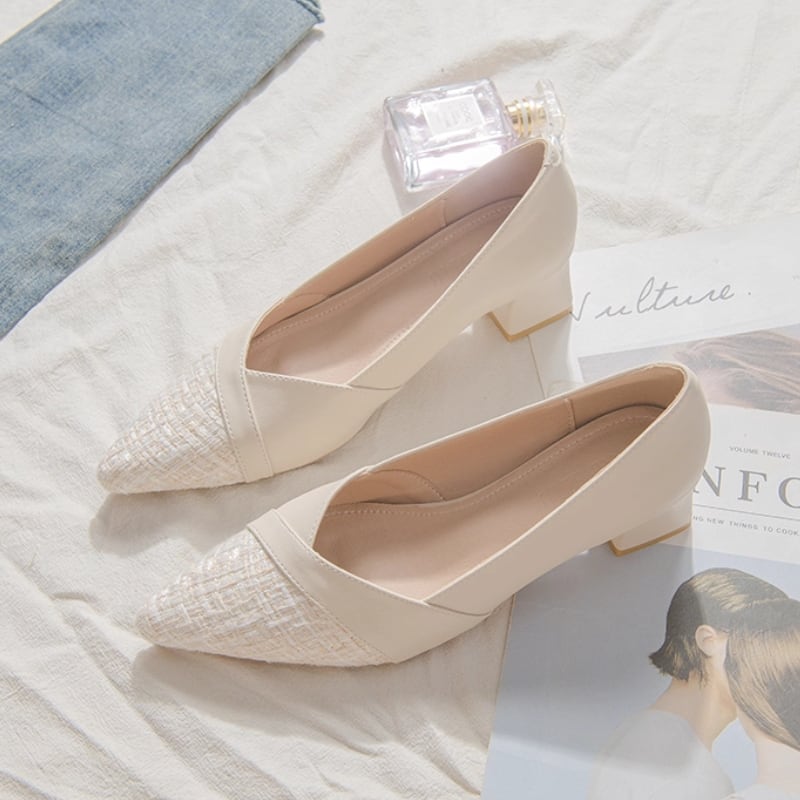 ポインテッドトゥ ローヒールパンプス 1col N00022