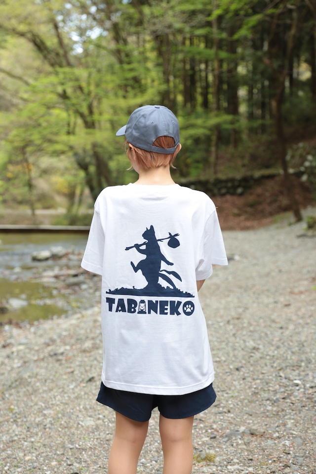 New BackPrinted Tshir White×StoneBlue