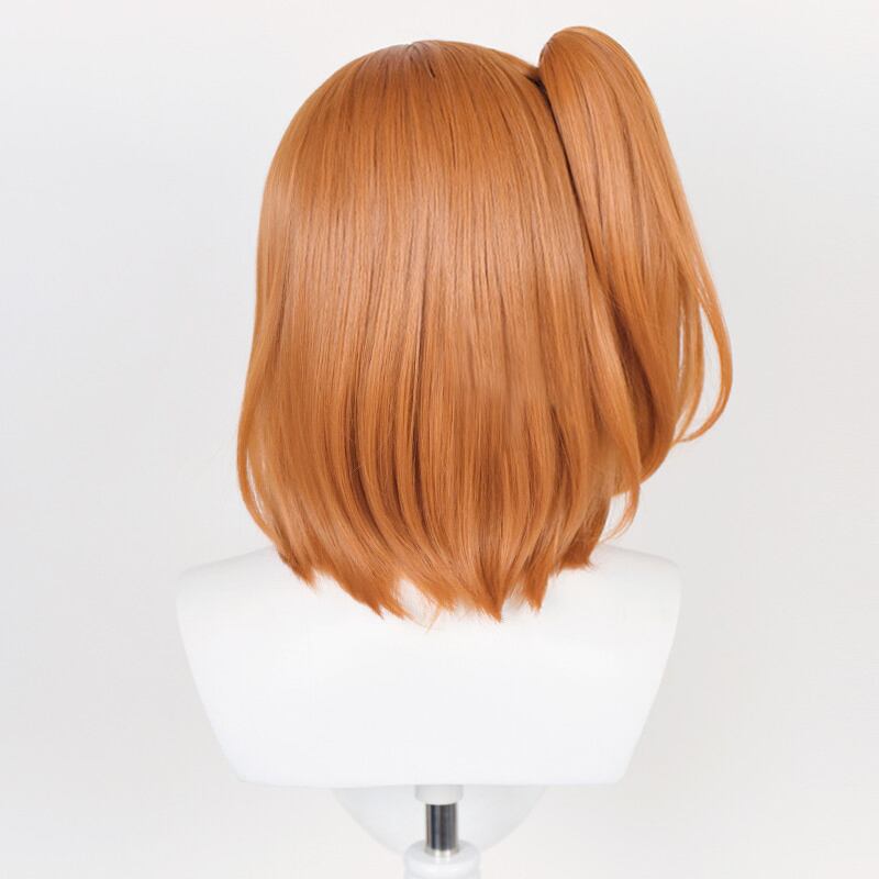 G1912】 コスプレ耐熱ウィッグ オレンジ ミディアム サイドテール