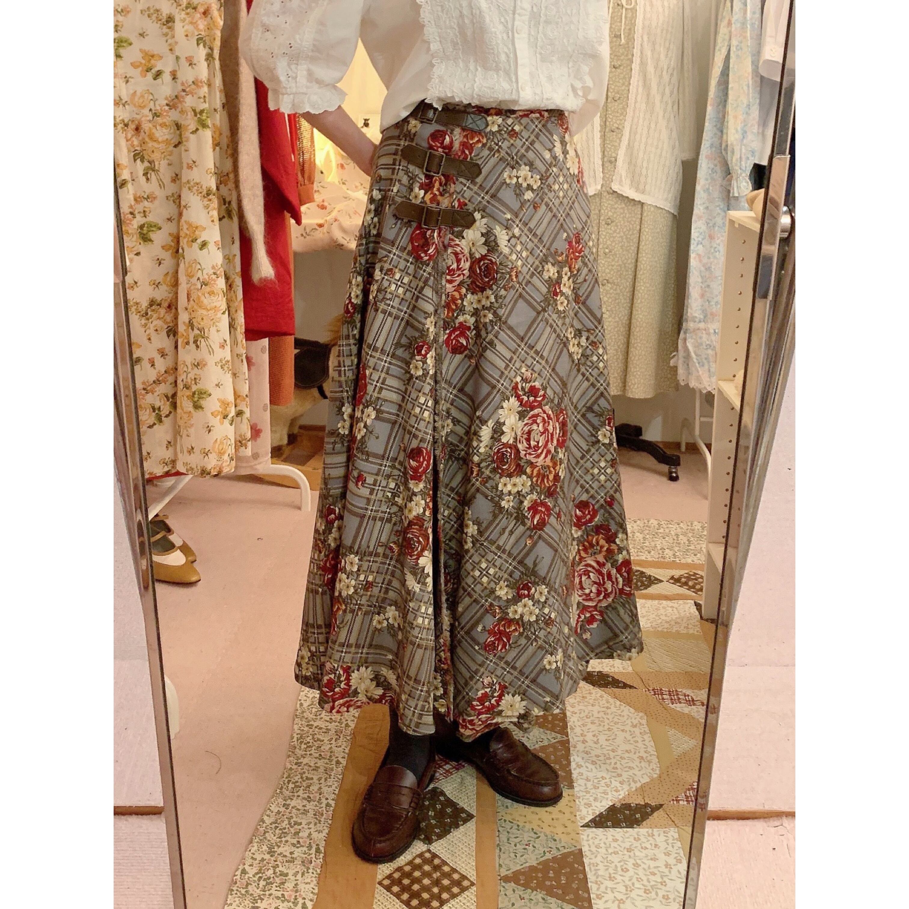 INGEBORG / rose check wrap skirt