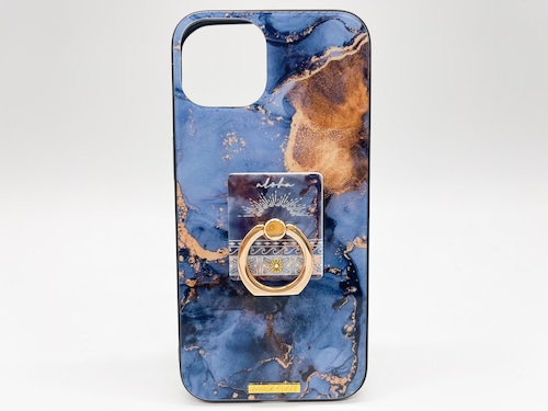 Alcohol Ink Art glass case(dark navy)