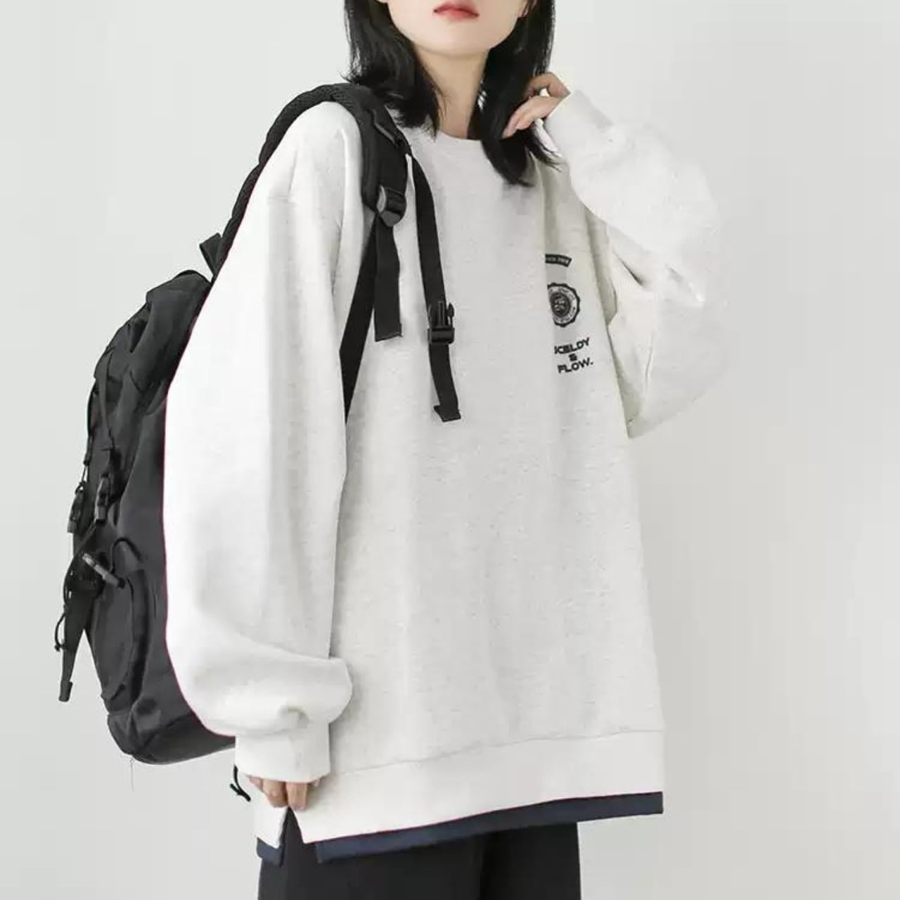 フェイクツーピース トレーナー 重ね着 韓国 スウェット hr6167 フェイクツーピーススウェット 3color N00295 | nicoilo