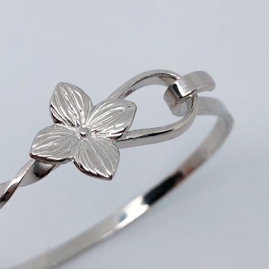 アンティーク バングル プリカジュール 花 葉 鱗模様 A35 Botanical Bangle silver925 B | 装身具あかり
