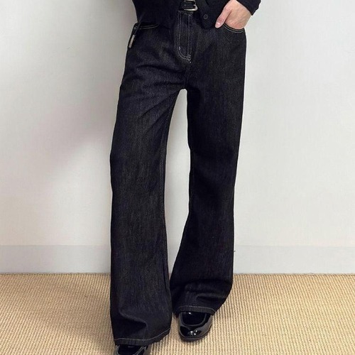 ワイドバギーブラックデニムパンツ 10201