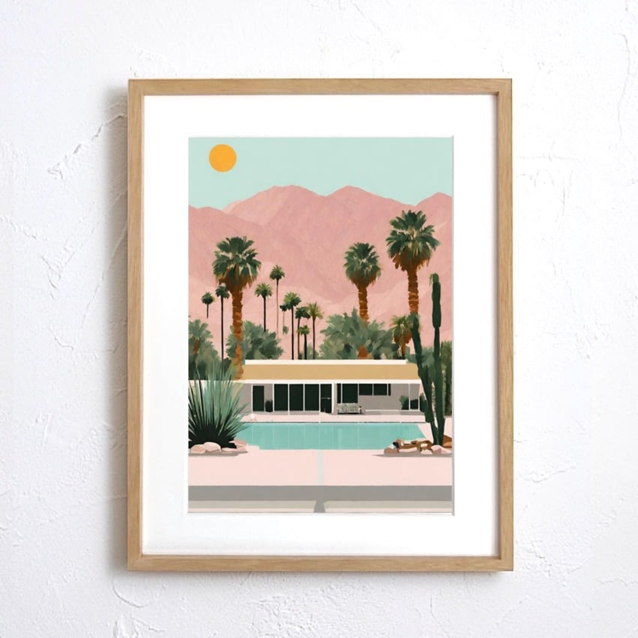 Hollywood Ⅱ｜西海岸レトロ×ハリウッド風景アートポスター｜夏インテリアに映えるスタイリッシュデザイン｜A4ポスター