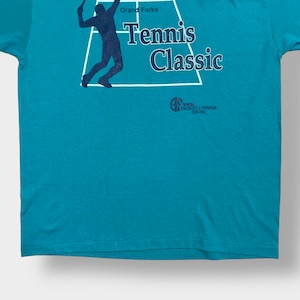 【HANES】90s USA製 Tシャツ シングルステッチ テニス プリントロゴ ヴィンテージ  HEAVYWEIGHT L ヘビーウェイト ヘインズ 半袖 US古着
