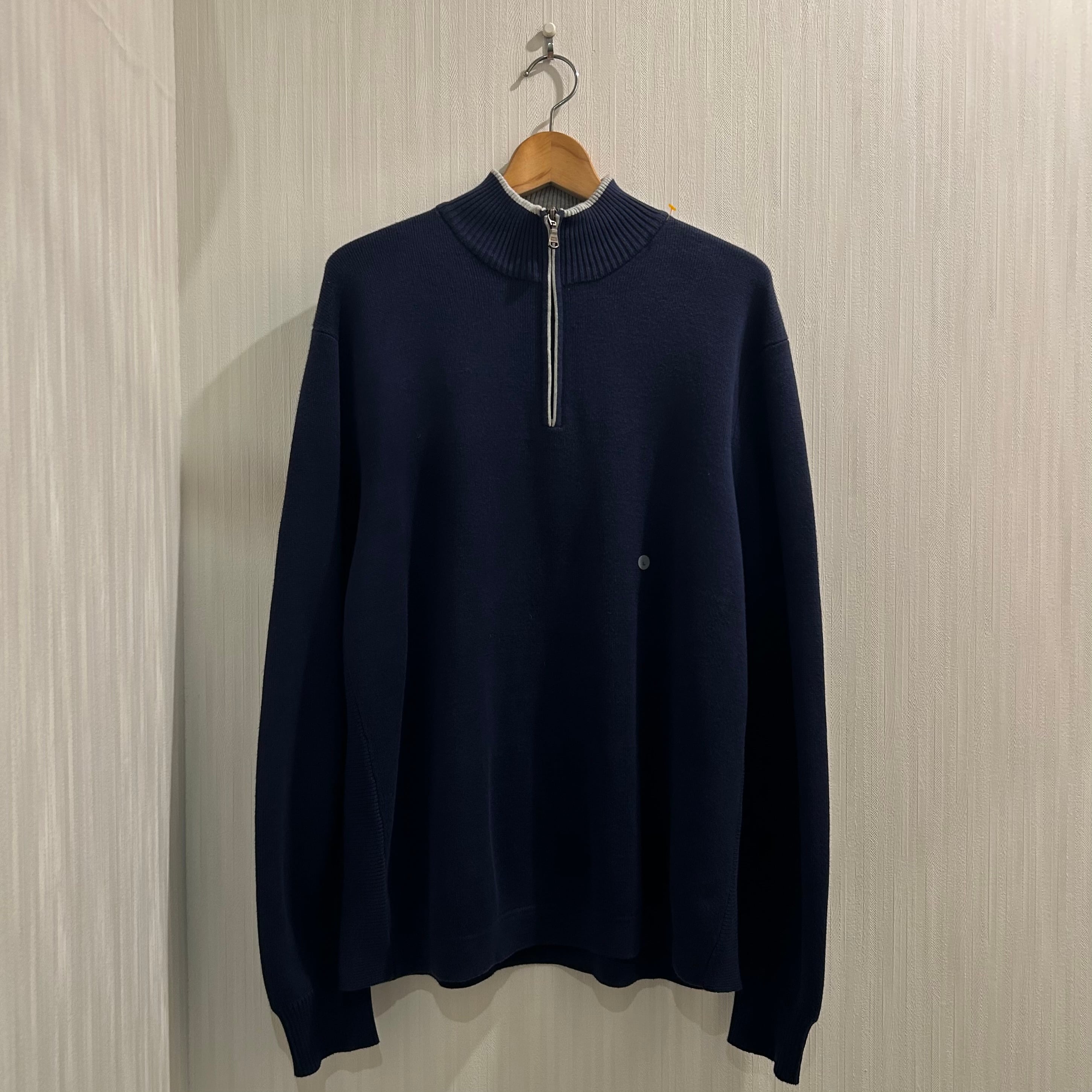 Dead Stock!! 2000s Eddie Bauer Harf Zip Cotton Knit【DST】