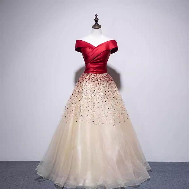 バイカラーチュールドレス D1231