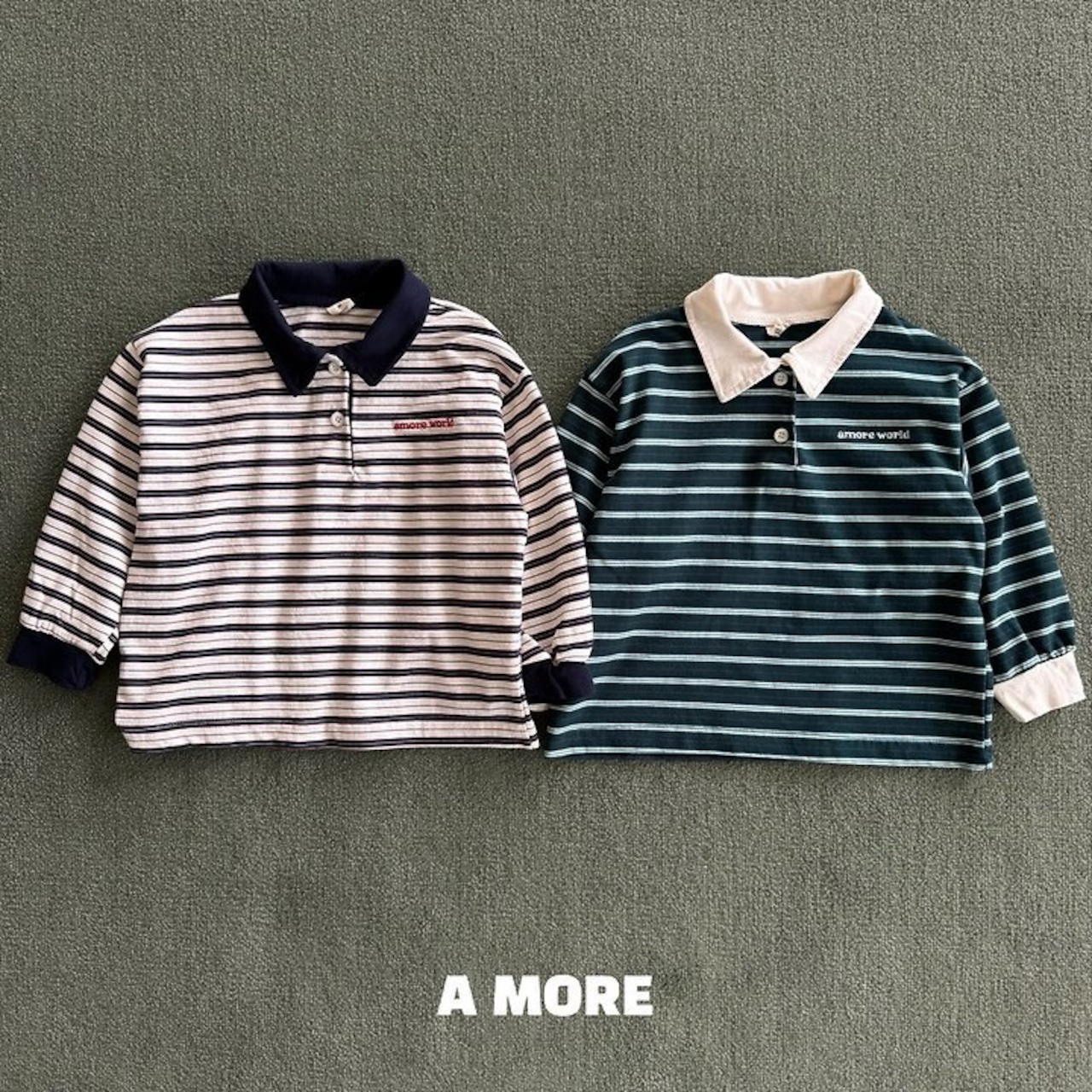 【取寄】A MORE マルチボーダーカラーTシャツ|秋服|韓国子供服|26/AT