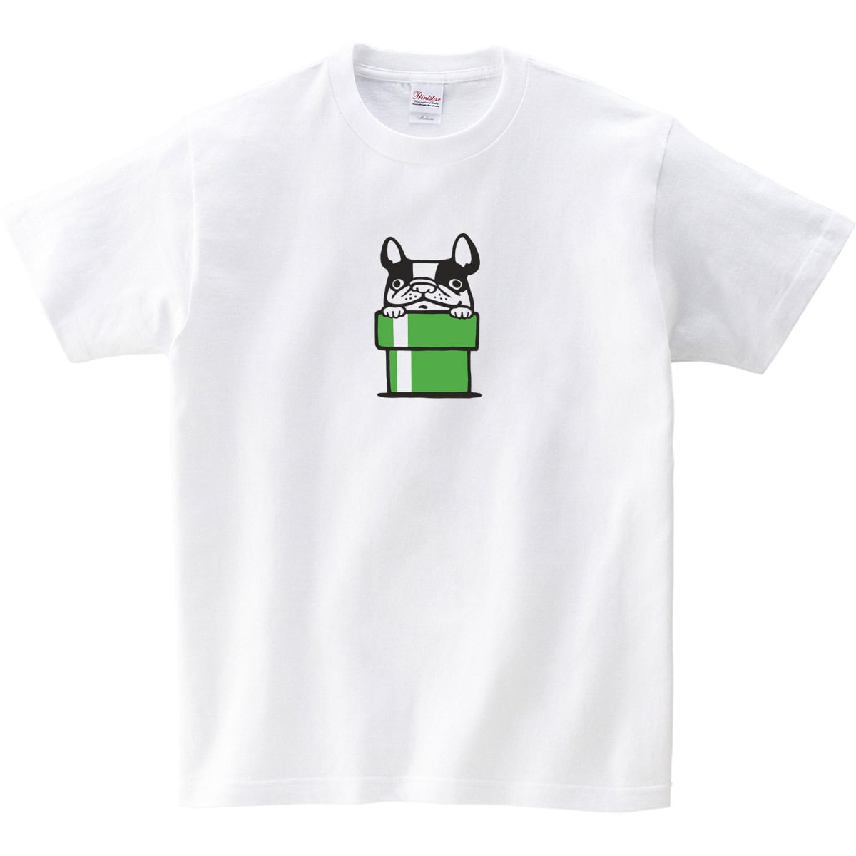 土管からひょっこり フレブル Tシャツ dog72 犬 ブヒ フレンチブルドッグ 服 ゆるい ユニーク イラスト おもしろ Tシャツ
