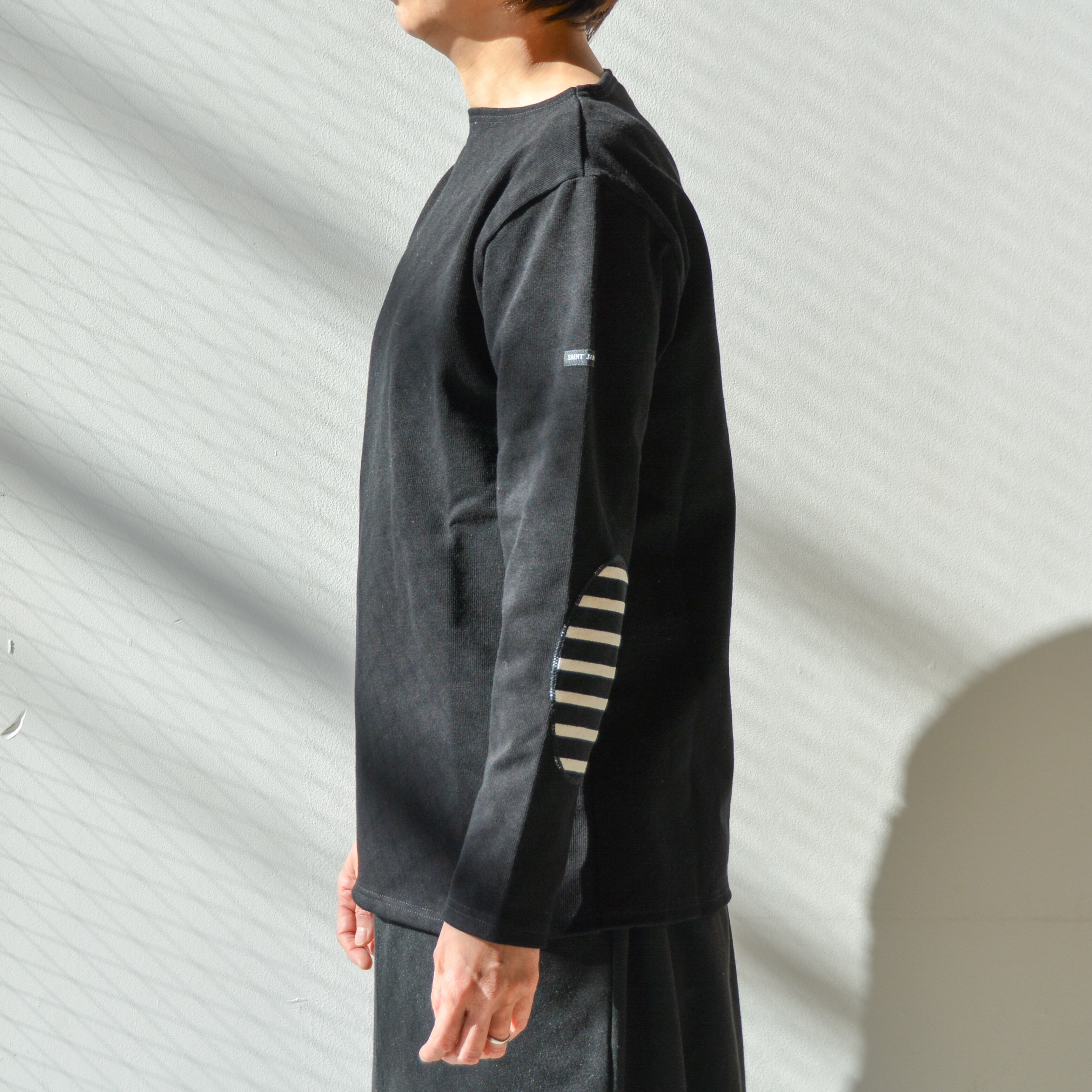 セントジェームス SAINT JAMES ウエッソン無地エルボーパッチ(13JCOUES.COUD.R)NOIR(NOIR/ECRU)