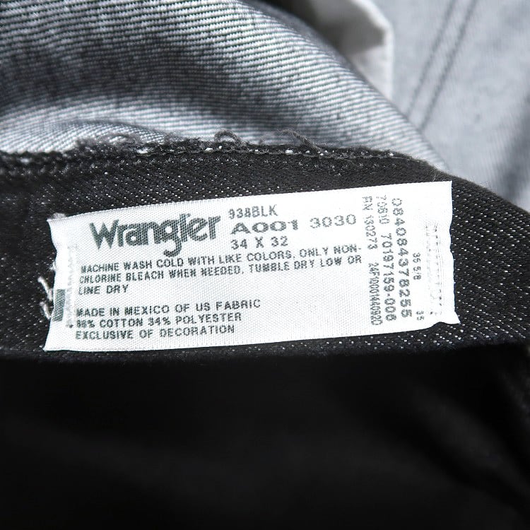 古着 ラングラー Wrangler ブラックデニムパンツ ジーンズ ジーパン