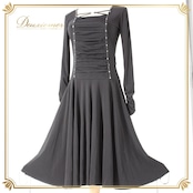 社交ダンス 衣装 スタンダード ドレス ワンピース レッスンウェア パーティドレス o・m・j ブラック系 黒 ラインストーン シンプル 長袖 無地 モダンダンス ドレス フォーマル カジュアル フィット感 体型カバー おしゃれ こだわり デザイン 着心地 ストレッチ スタイルアップ 優雅 華やか デイリーユース パーティー キャバ ドレッシー 上品 シンプルスタイル 旬なスタイル