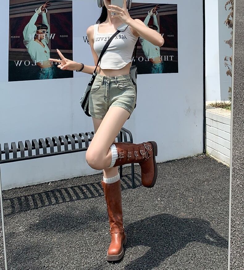 パンツ デニムパンツ ショートパンツ ショート丈 ヴィンテージ風 A