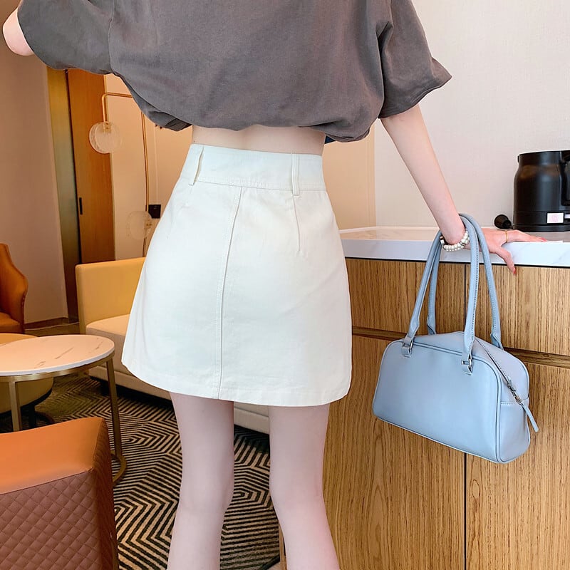 スカート レディース 4色 デニムスカート ミニ丈 ショート丈 台形