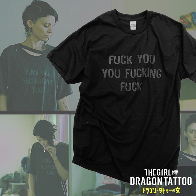 ドラゴンタトゥの女「FFF」「F●CK YOU YOU F●CKING FUCK」 THE GIRL WITH THE DRAGON TATTOO 映画Tシャツ 【GILDAN USA】2000-dt-fff
