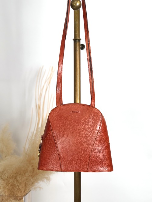 LOEWE ロエベ ショルダーバッグ ブラウン ロゴ型押し レザー vintage ヴィンテージ オールド hhdfi4