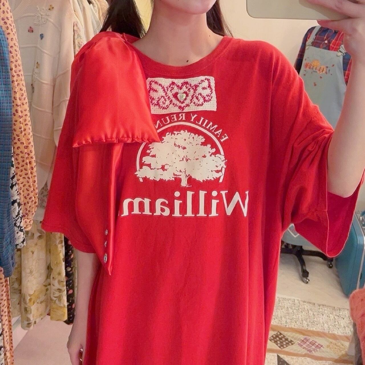 remake ˚✧₊ big ribbon red T-shirt