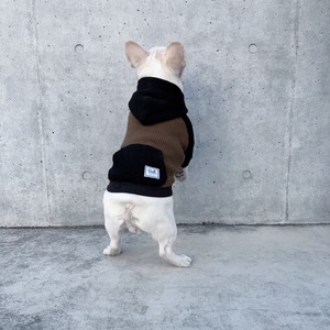 2TONE ワッフルパーカー カーキ×ブラック