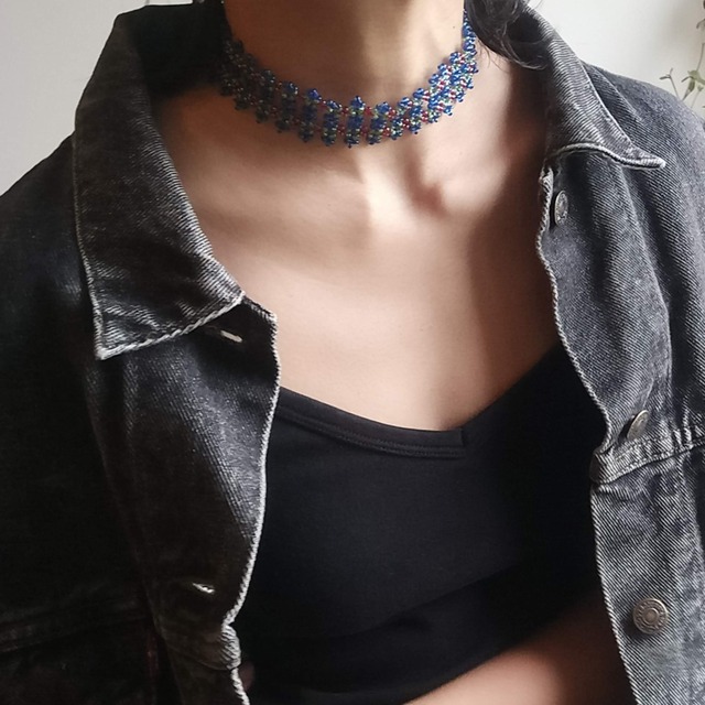 90's little flowers ビーズチョーカー (bell-124)