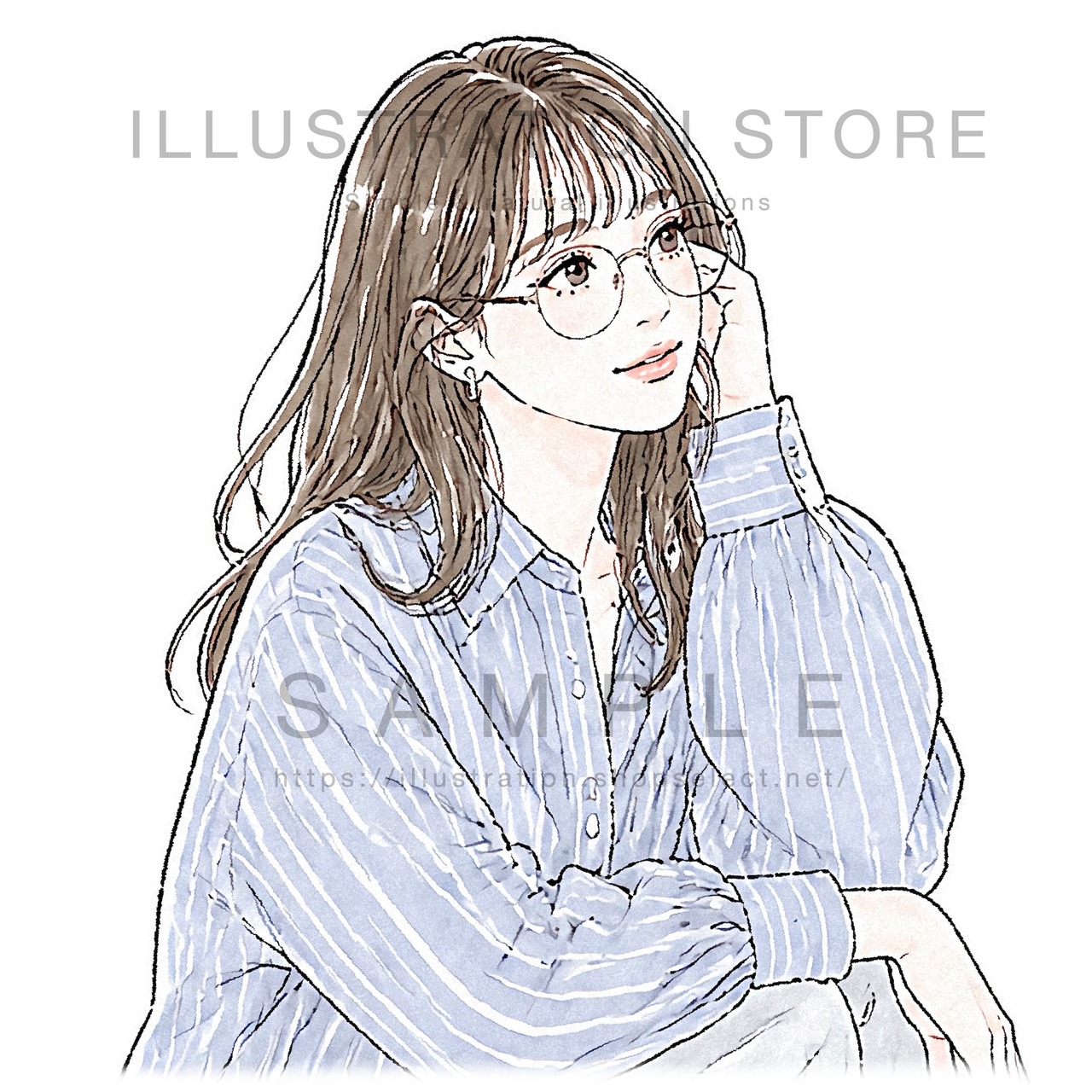 メガネをかけた女性のイラスト素材