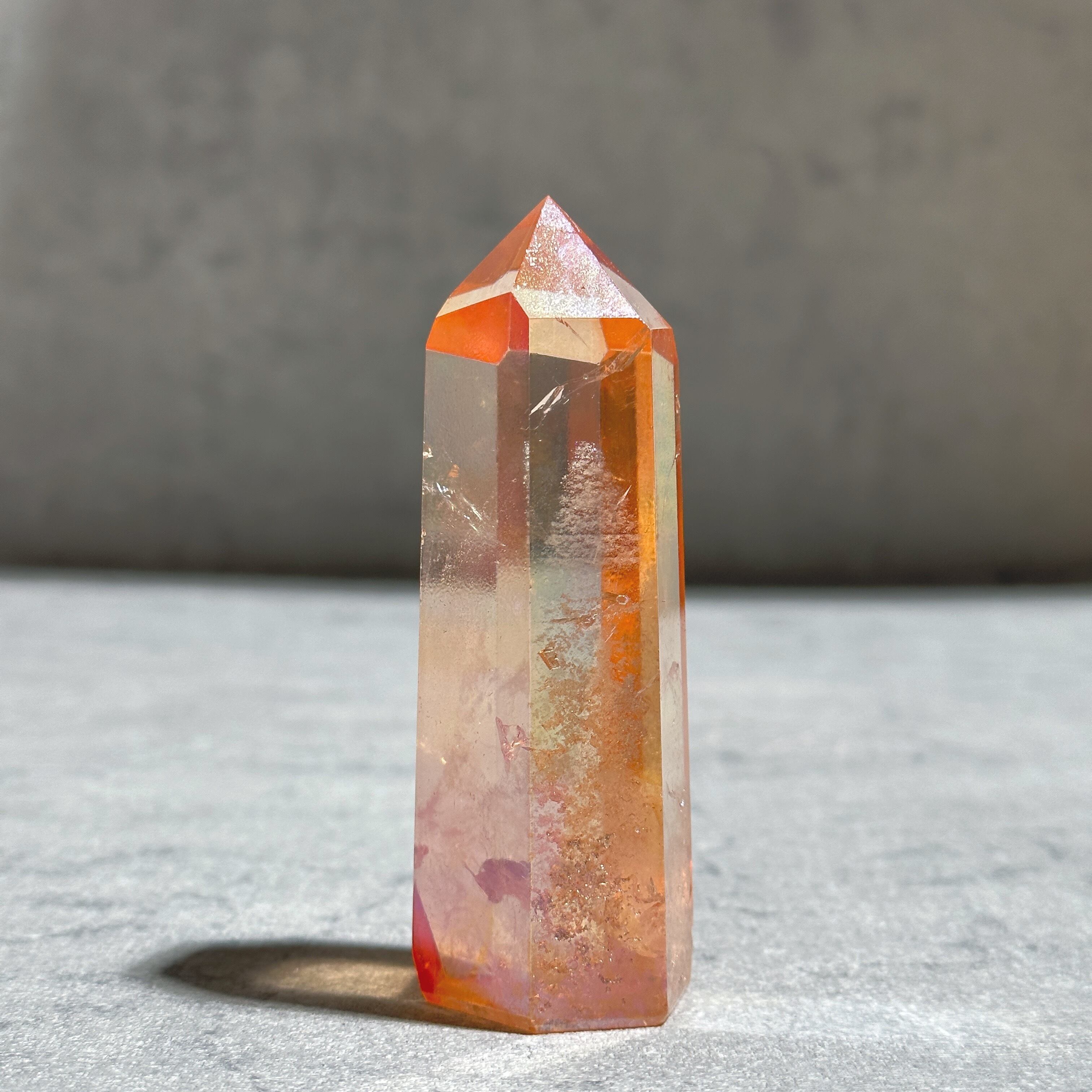 透明感◎オレンジオーラクォーツ タワー04◇ Orange Aura Quartz