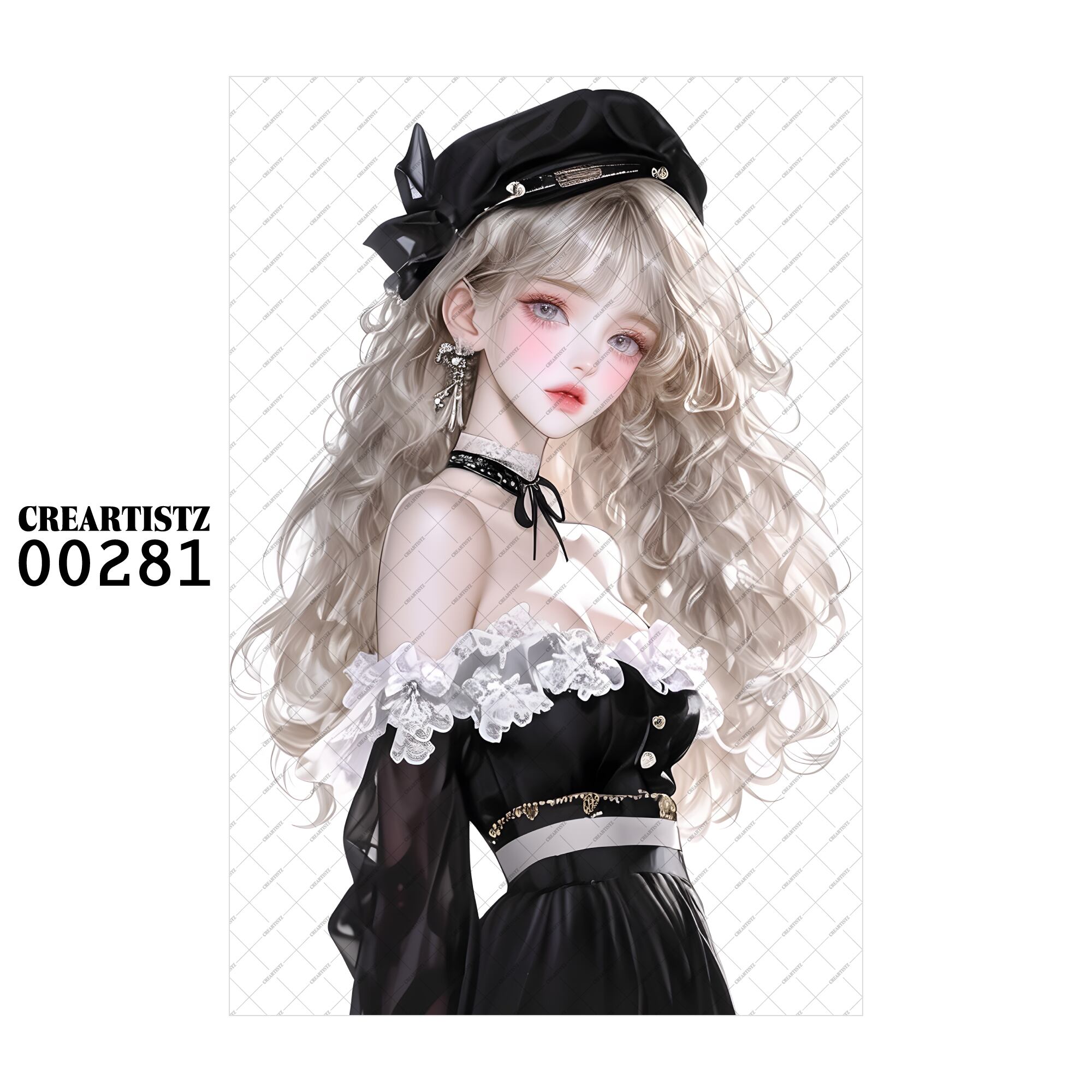 00281 ガール キュート オリジナル ペーパー/ステッカー 4枚セット CREARTISTZ