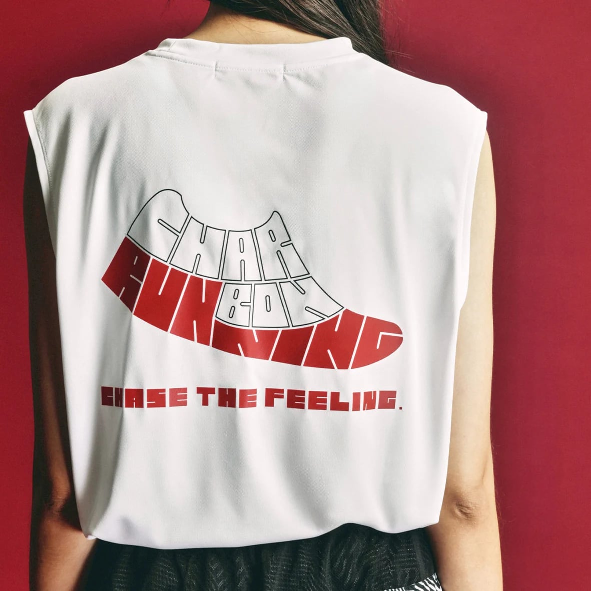 charbon ランニング POLARTEC POWER DRY charbon / POLARTEC POWER DRY SLEEVELESS T-SHIRTS（White×Red） | 道