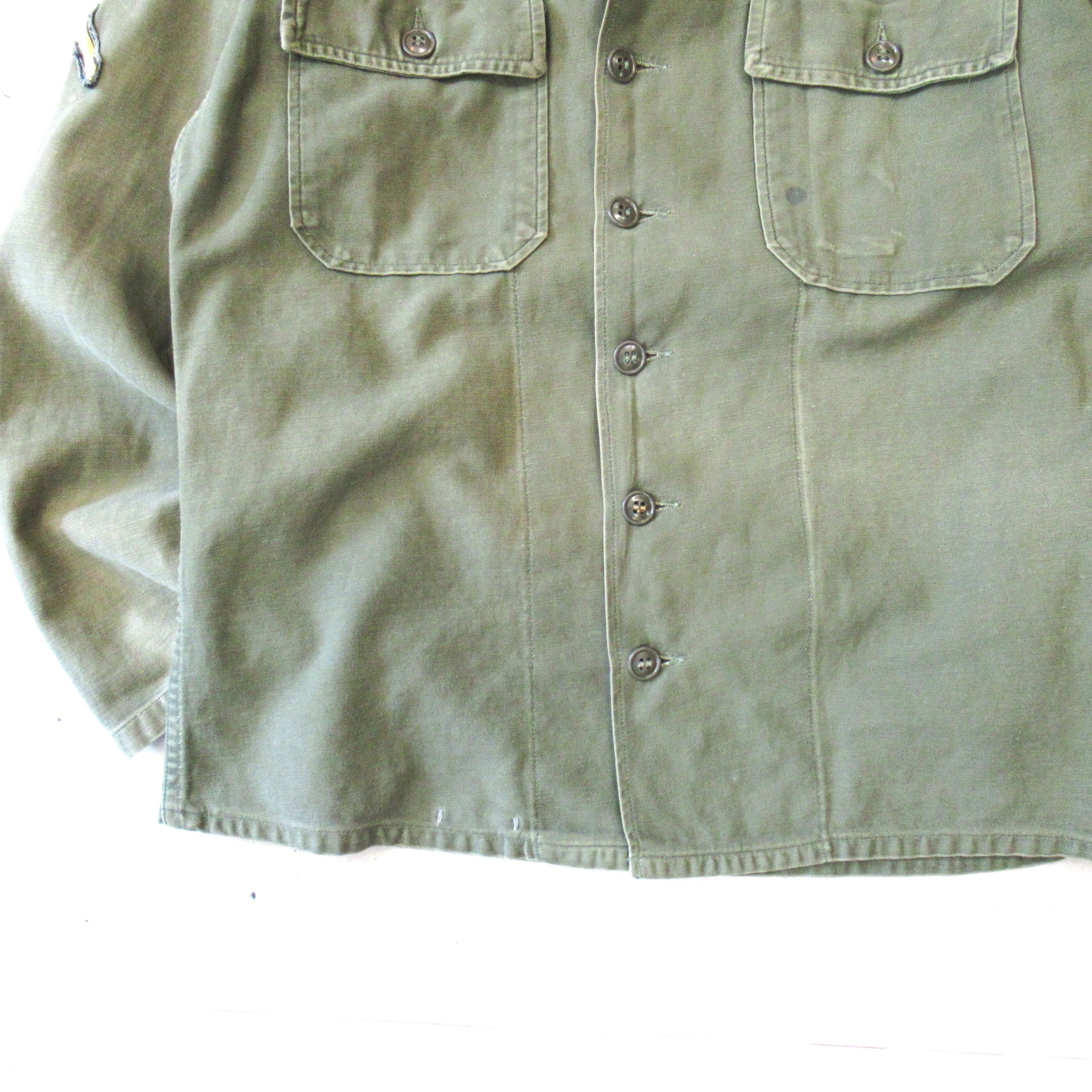 60S U.S.ARMY OG-107 筒袖 1st後期 Utility Shirt 【About 16 1/2
