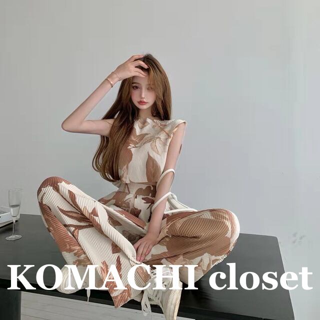 【送料無料】 セットアップ ボタニカル柄 ノースリーブ ワイドパンツ 韓国 レディース オルチャン ロング ロング丈 袖なし ノースリーブ ボートネック ワイド ガウチョ かわいい 大人可愛い きれいめ シンプル 大人 上品 おしゃれ お洒落 大人可愛い 大人女子 こなれ感 キュート 主役級 存在感 抜け感 無地 春 秋 冬 10代 20代 30代 40代 女性用 通学 デート 女子会 お泊まり 休日 イベント 旅行 着回し コーデ インスタ映え