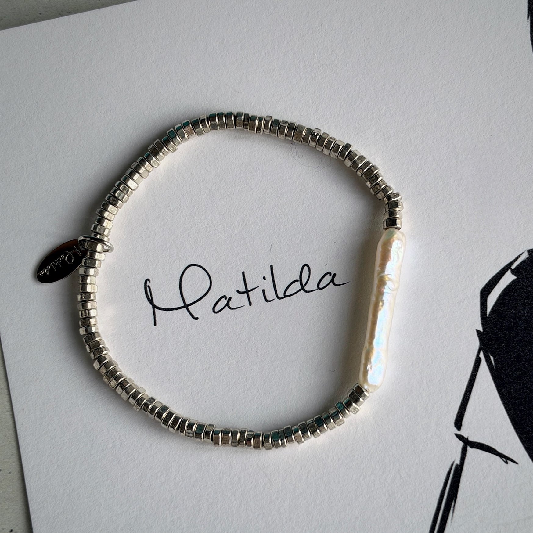 metal & stone bracelet(淡水パールA)
