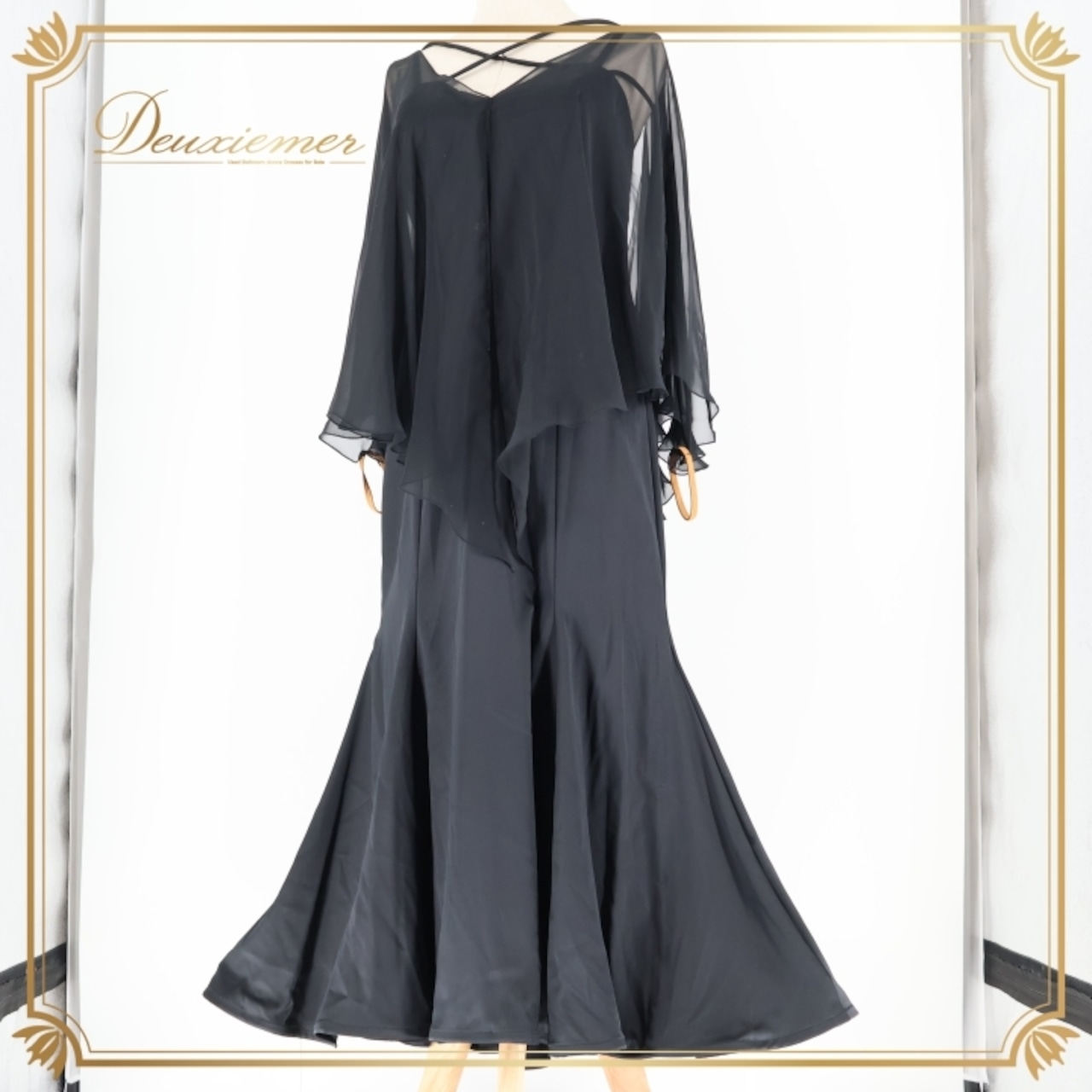 社交ダンス 衣装 タカダンス TAKADANCE ワンピース ドレス 黒 無地 フロート レース パーティ パーティドレス 綺麗 上品 軽い 高級感 ブラック系 社交ダンスドレス フロア用ドレス レース付きドレス 上品ドレス フォーマルドレス クラシックスタイル ブラックドレス 軽量ドレス