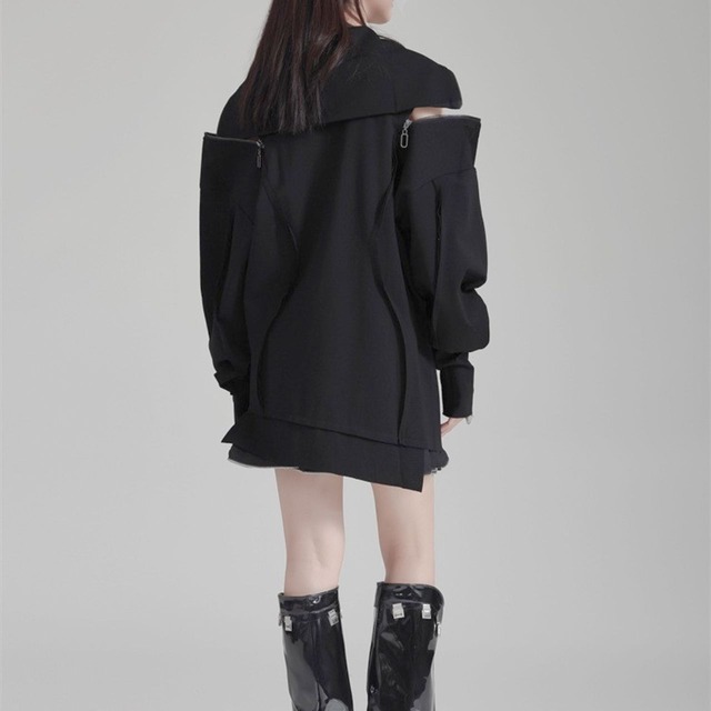 Sailor collar off-shoulder sweat top C0978