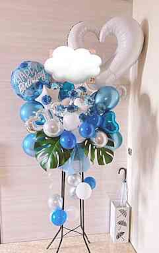 おまかせ☆彡ちょこっと生花入りバルーンスタンドS-㊲