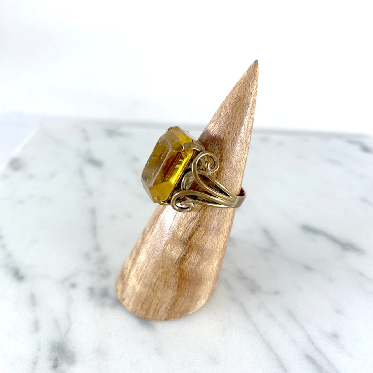 リング　ファッションリング　真鍮　イエローストーン 12acdg43-1