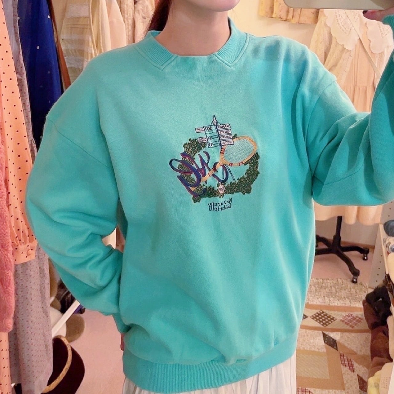 racket embroidery green sweat