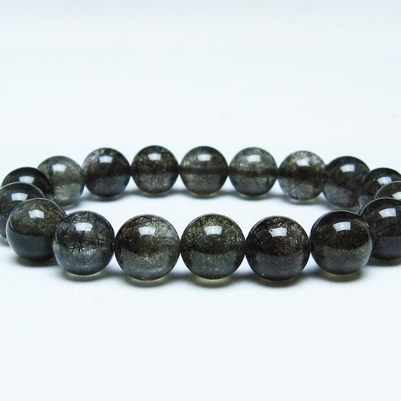 ブラックルチルクォーツ ブレスレット 11mm ブラックトルマリン トルマリネイテッドクォーツ 一点物 メール便可 [M便 1/10] 111-47124