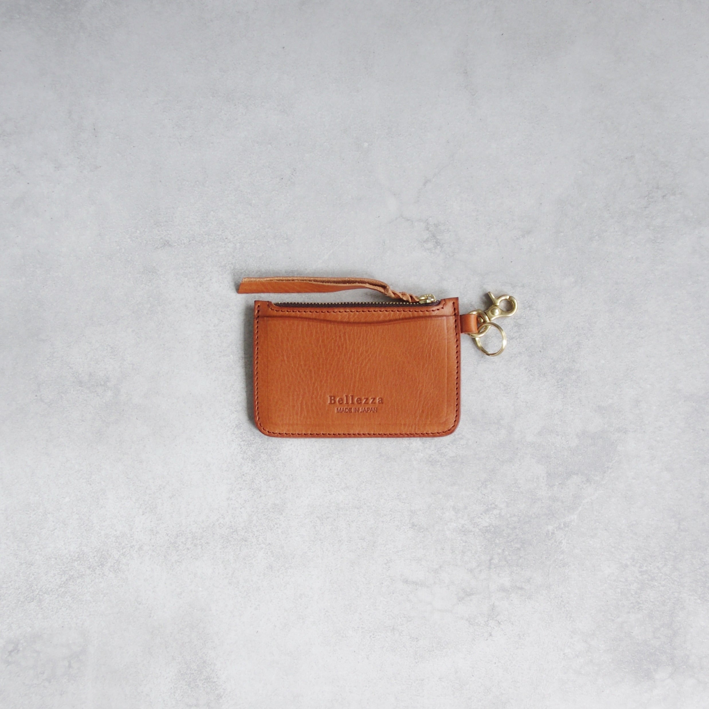 【ネックウォレット】ミニ財布 メンズ レディース キーリング付き コニャック