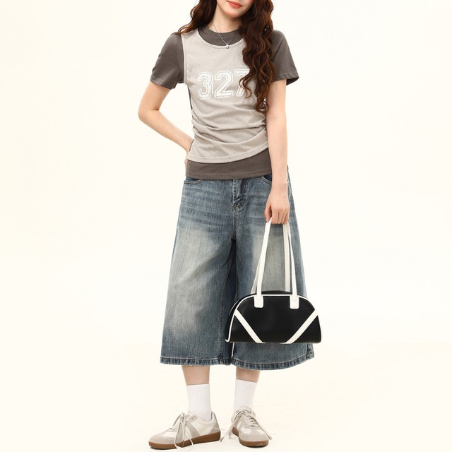 layered design number short-sleeve tee　レイヤードデザインナンバー半袖ティー　J2088